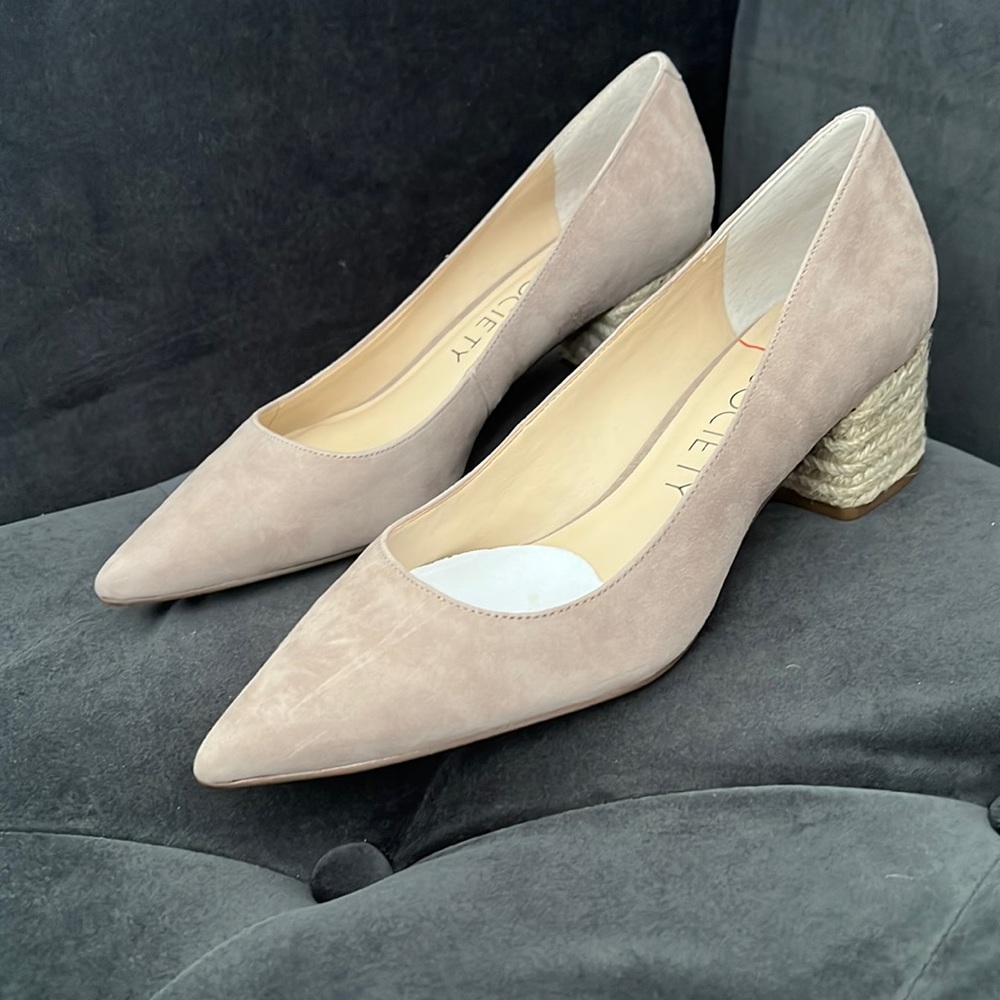 Sole Society Andorra Taupe Suede Block Pump